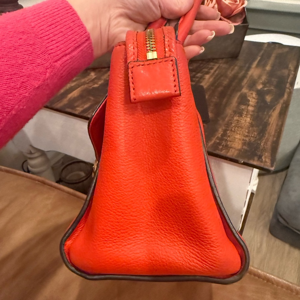 Michael Kors Red/Orange 2 Way Satchel with Gold Accents - Picture 5 of 16